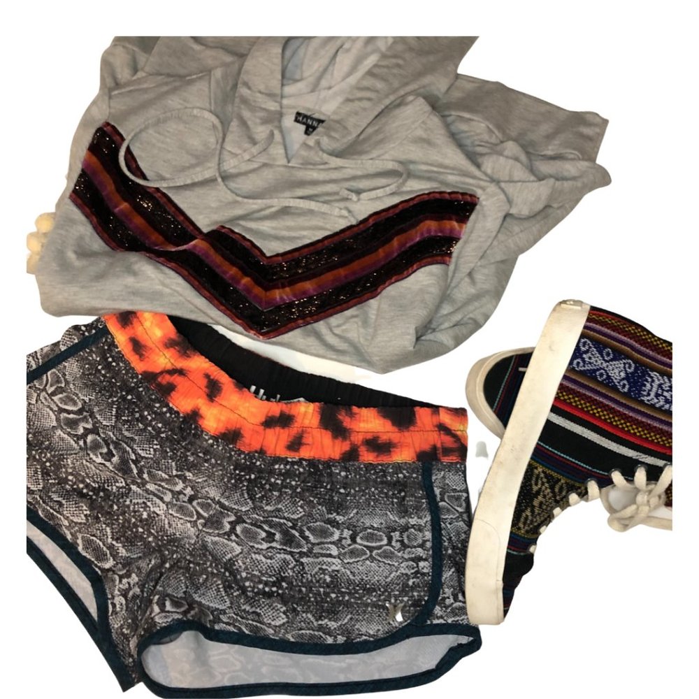 Hurley Gray Hoodie and Orange-Trim Shorts Set